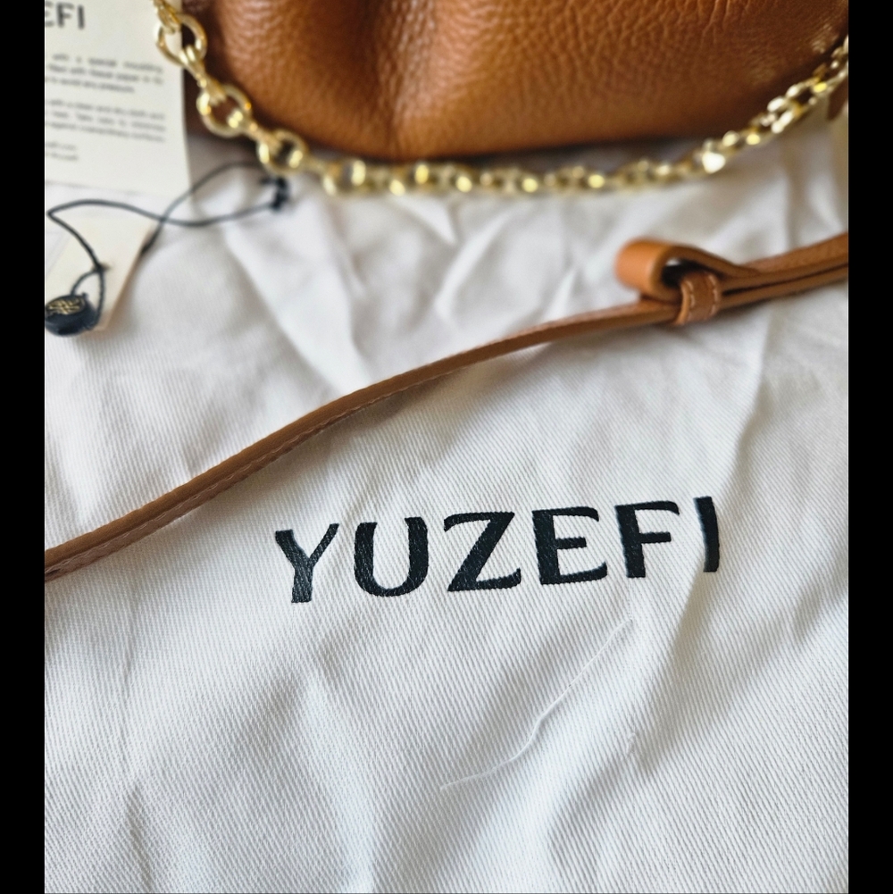 EuC YUZEFI Scallop Scallop BAG Pebble Grained Cinnamon With Tags - Picture 5 of 16